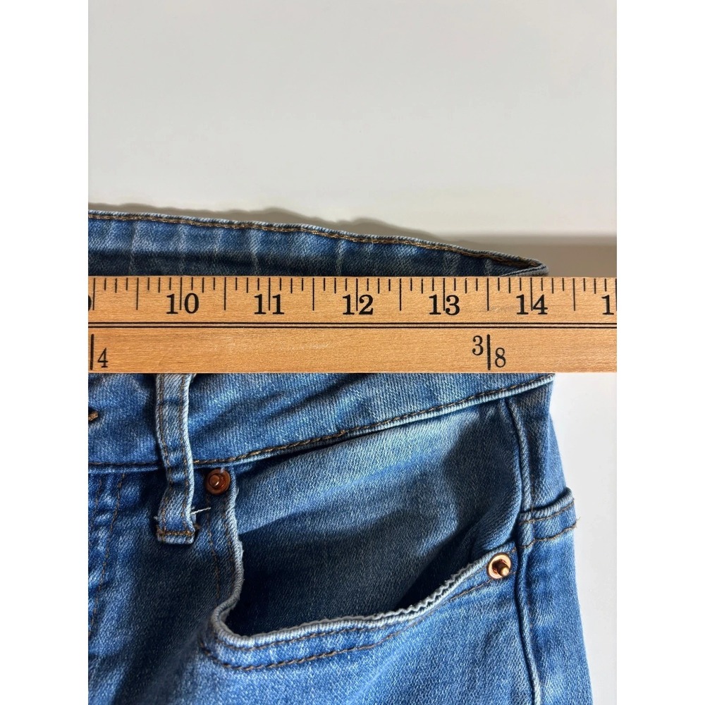 For The Republic Straight Jeans Womens 4 Blue Denim High Rise Raw Hem Button Fly - Picture 8 of 9